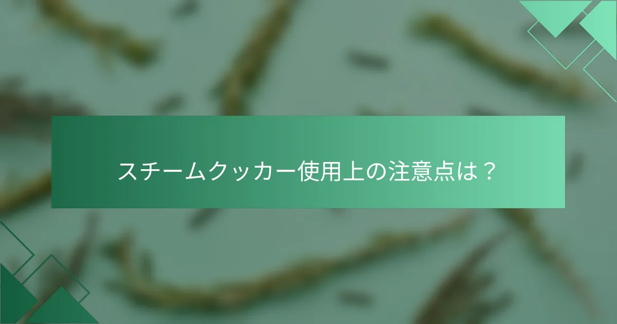スチームクッカー使用上の注意点は？